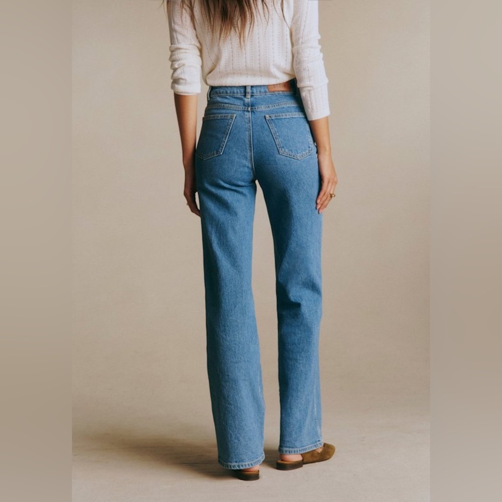 NWT Sezane New 70’s Trousers in Blue Denim - Picture 4 of 4